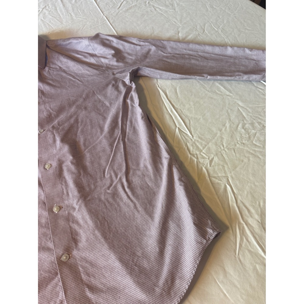 Banana Republic Dress Shirt Mens Medium Purple White Micro-Check Long Slv - Picture 2 of 13